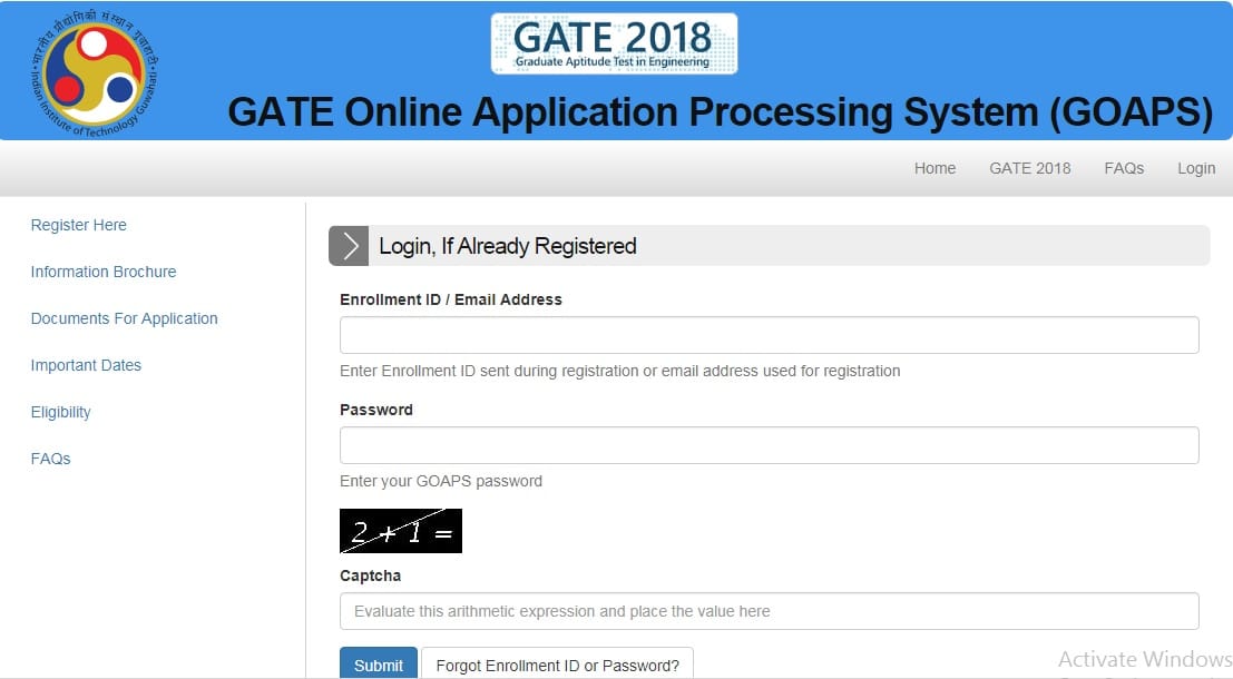 GATE 2018 Correction Window Application process to begins today