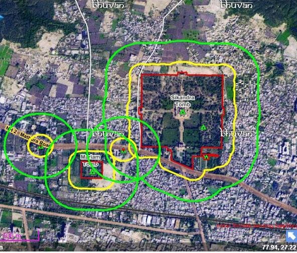 mapping of area around taj mahal by isro 