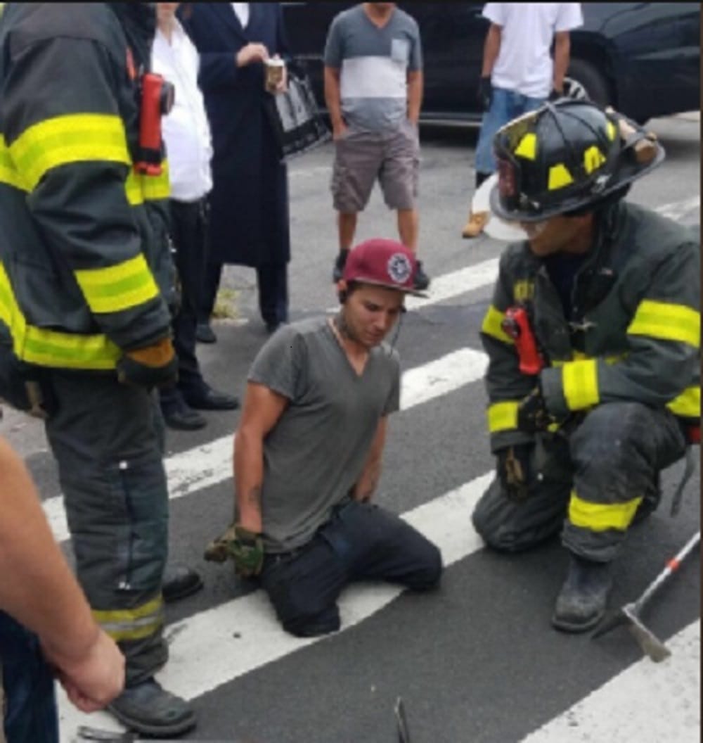 watch how Man leg stuck in sinkhole in new york city