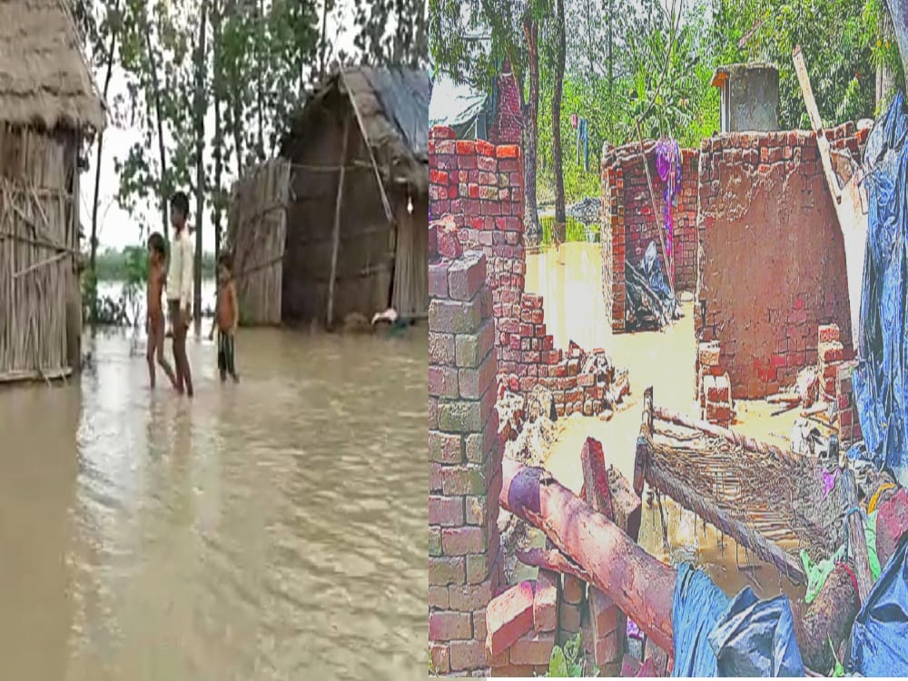photos of flood in villages due to Embankment broke in haridwar 