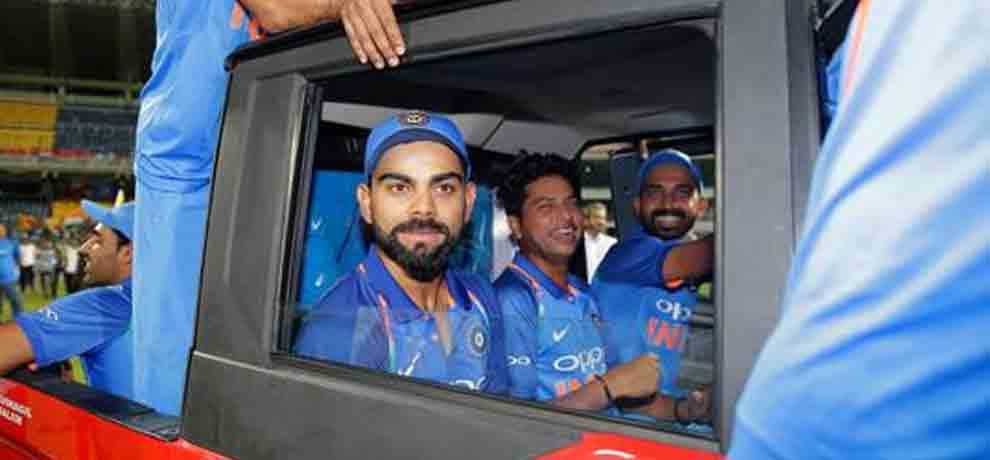dhoni drives the car awarded to jasprit bumrah