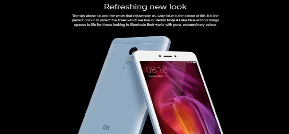 xiaomi redmi note 4 lake blue limited edition goes to sale today
