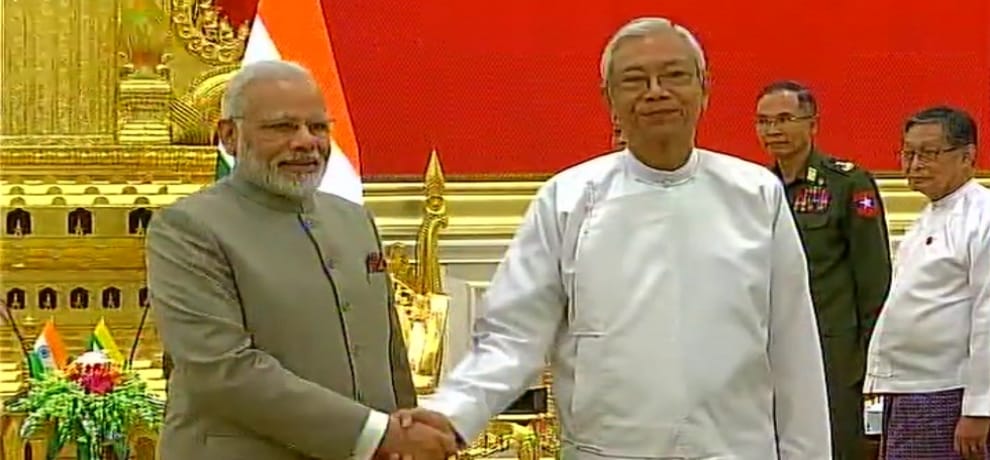 pm modi arrives in myanmar on a two day visit 