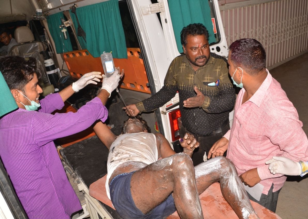 scene after blast in crackers factory firozabad