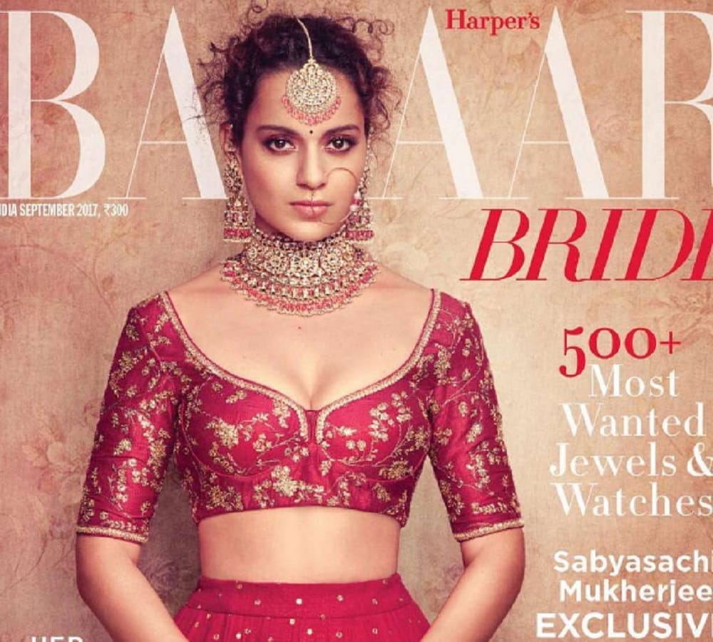 Bollywood actress Kangana Ranaut photo shoot for Harper Bazaar Bride magazine