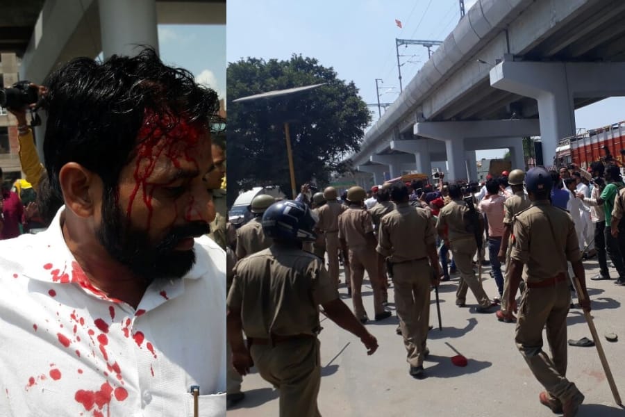 SP activists made ruckus on transportnagar metro station lucknow