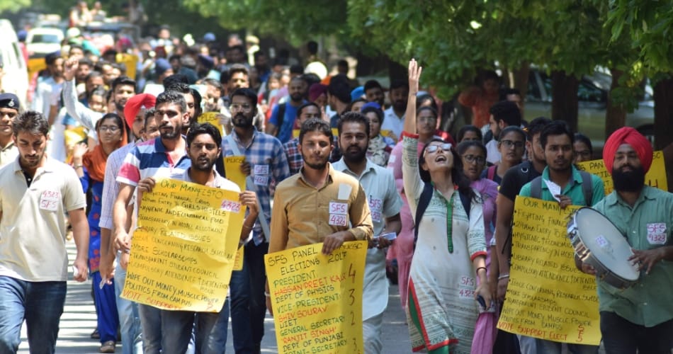 NSUI, INSO, PUSU, and SFS rally in PU campus