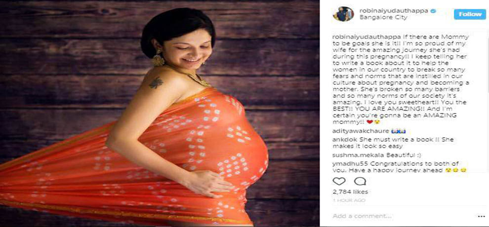 robin Uhappa Shares pregnant Wife's photo on Instagram 