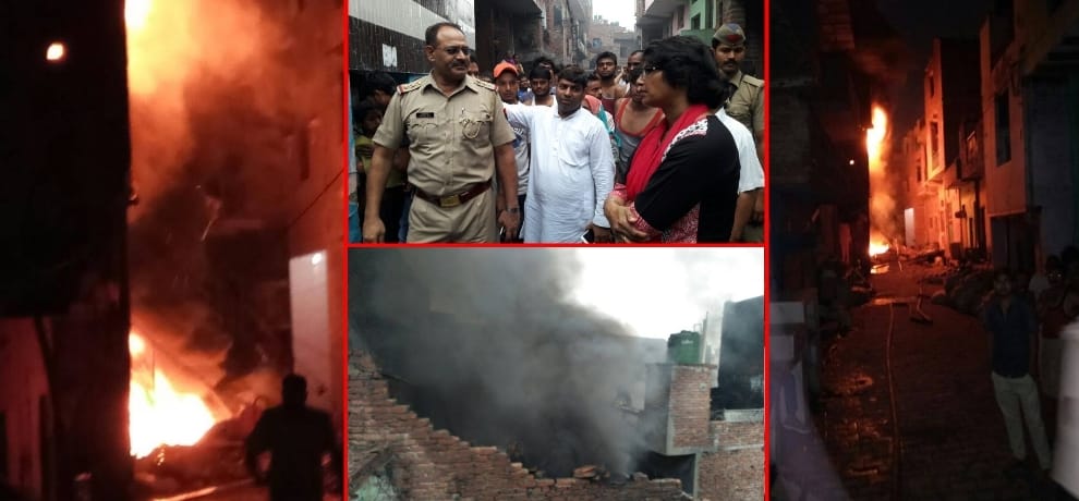plastic factory catches fire at mid night in ghaziabad, it is doused in morning see photos