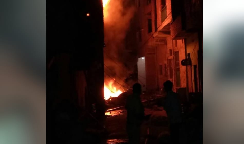 plastic factory catches fire at mid night in ghaziabad, it is doused in morning see photos