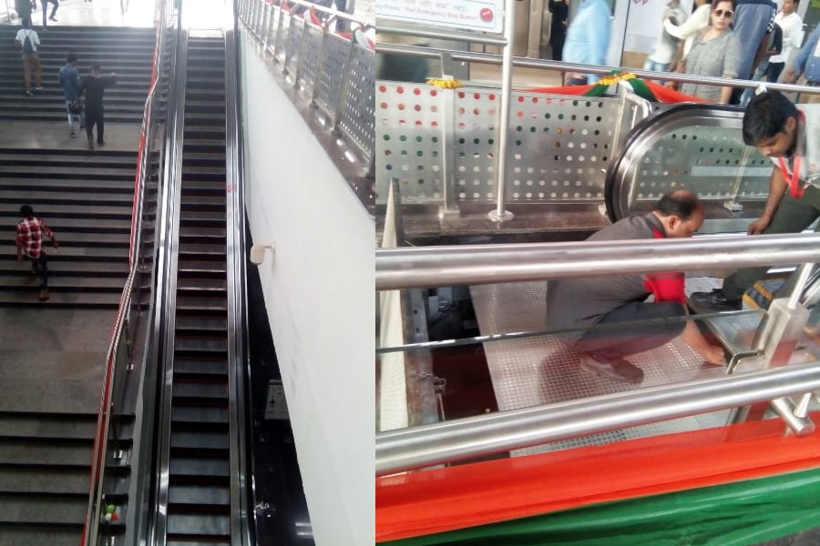 Problem in esclator in Lucknow metro.