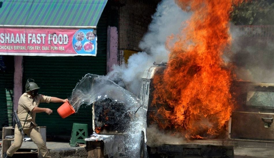 violent protest in Anantnag of Kashmir against the killings of Rohingya Muslims