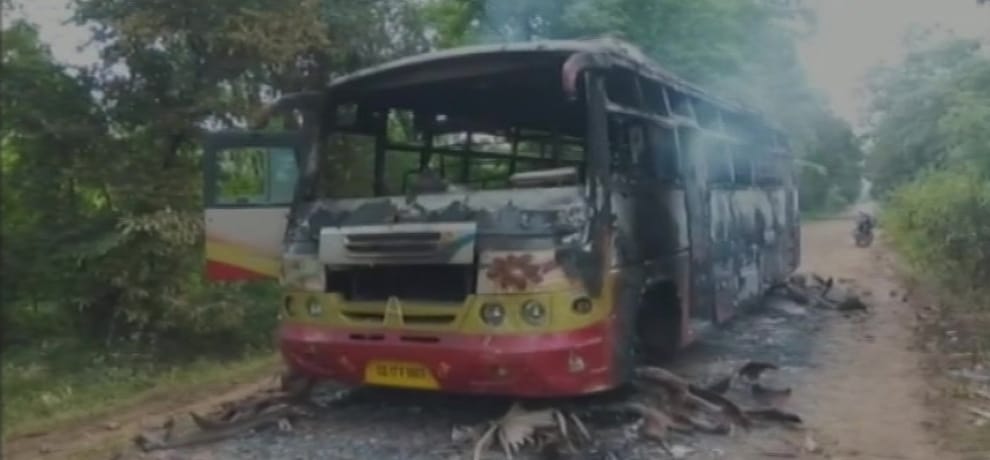 naxals torched a passenger bus in chhattisgarh, no passengers injured
