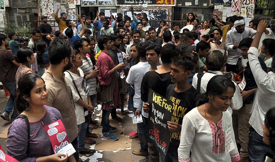 58.69 percent voting in jnu student wing