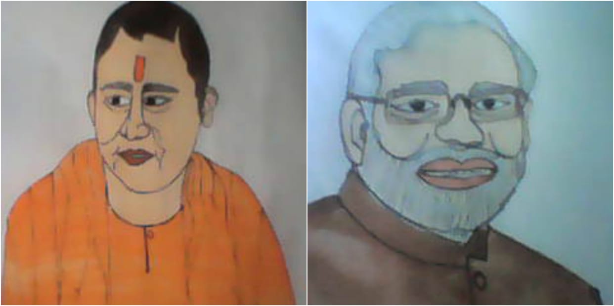 muslim women tortured afte she make paniting modi and yogi
