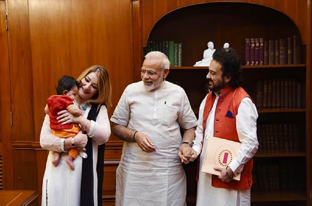 singer adnan sami met prime minister narendra modi with his wife and daughter medina