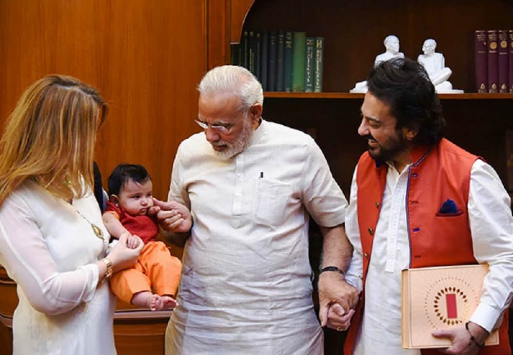 singer adnan sami met prime minister narendra modi with his wife and daughter medina