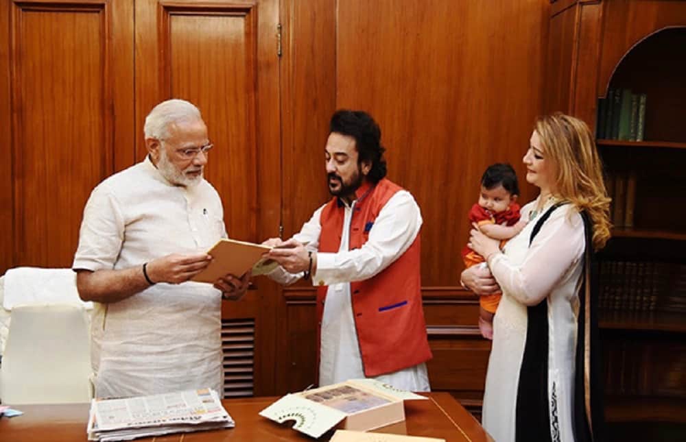 singer adnan sami met prime minister narendra modi with his wife and daughter medina