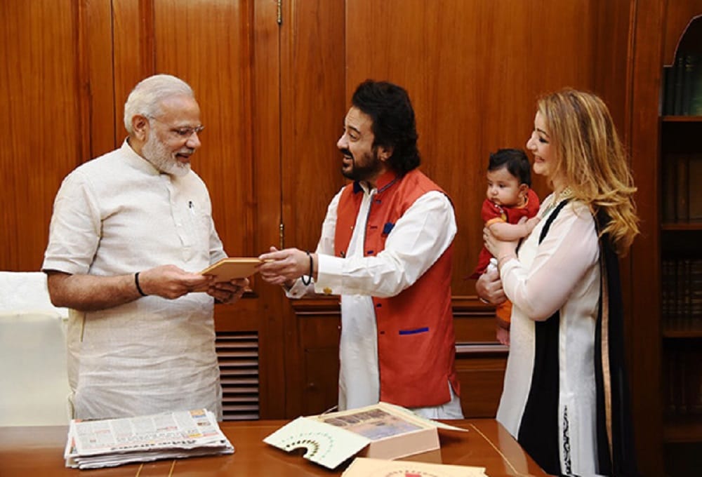 singer adnan sami met prime minister narendra modi with his wife and daughter medina