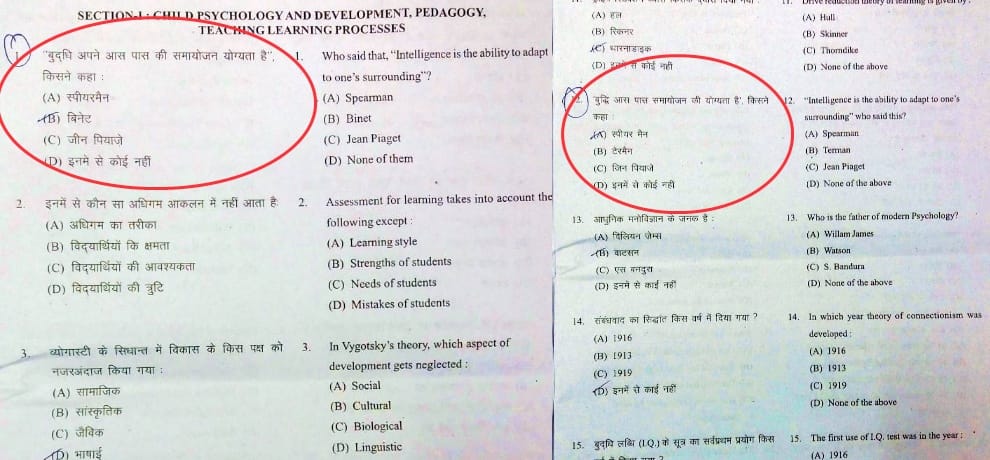 Himachal education board question repeated in TGT Arts Tet Exam