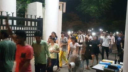 students protest in law university in Lucknow.