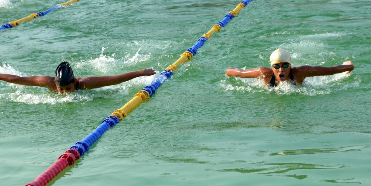 varanasi female swimmers playing well in inter state tournament