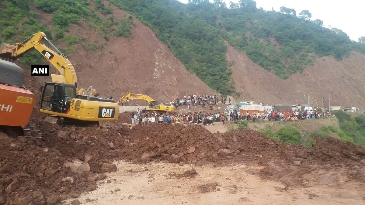 Jammu Srinagar national highway closed due to landslide in Udhampur