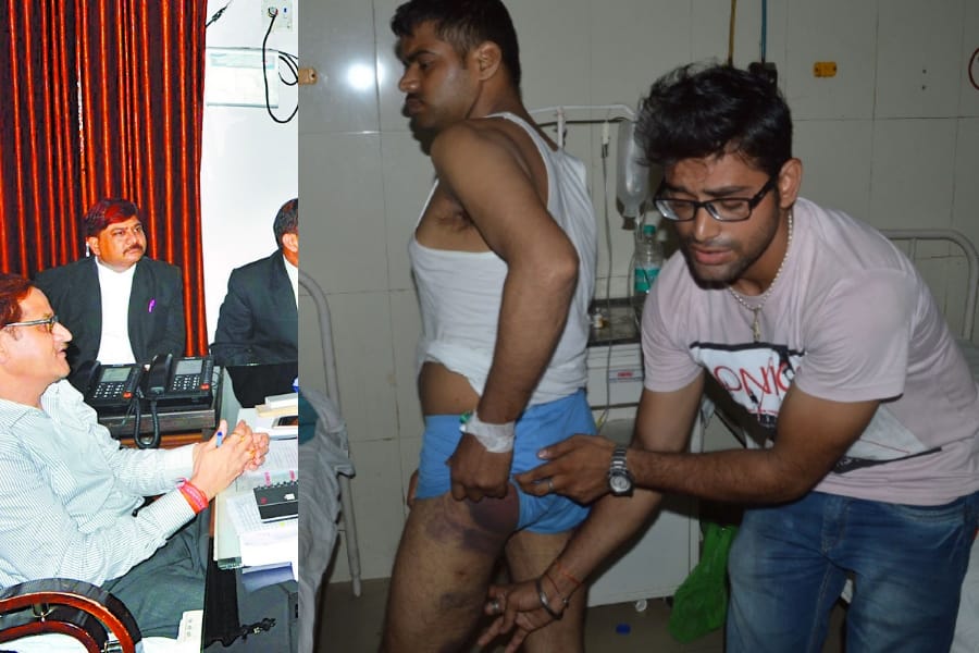 police brutality on a divyang in faizabd.