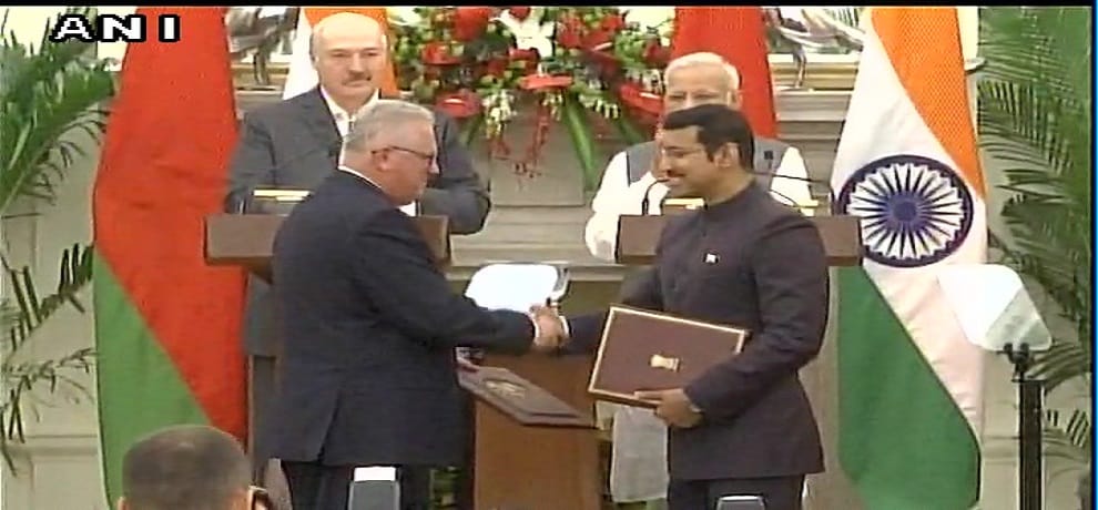 pm modi welcomes belarus President Alexander Lukashenko in president house
