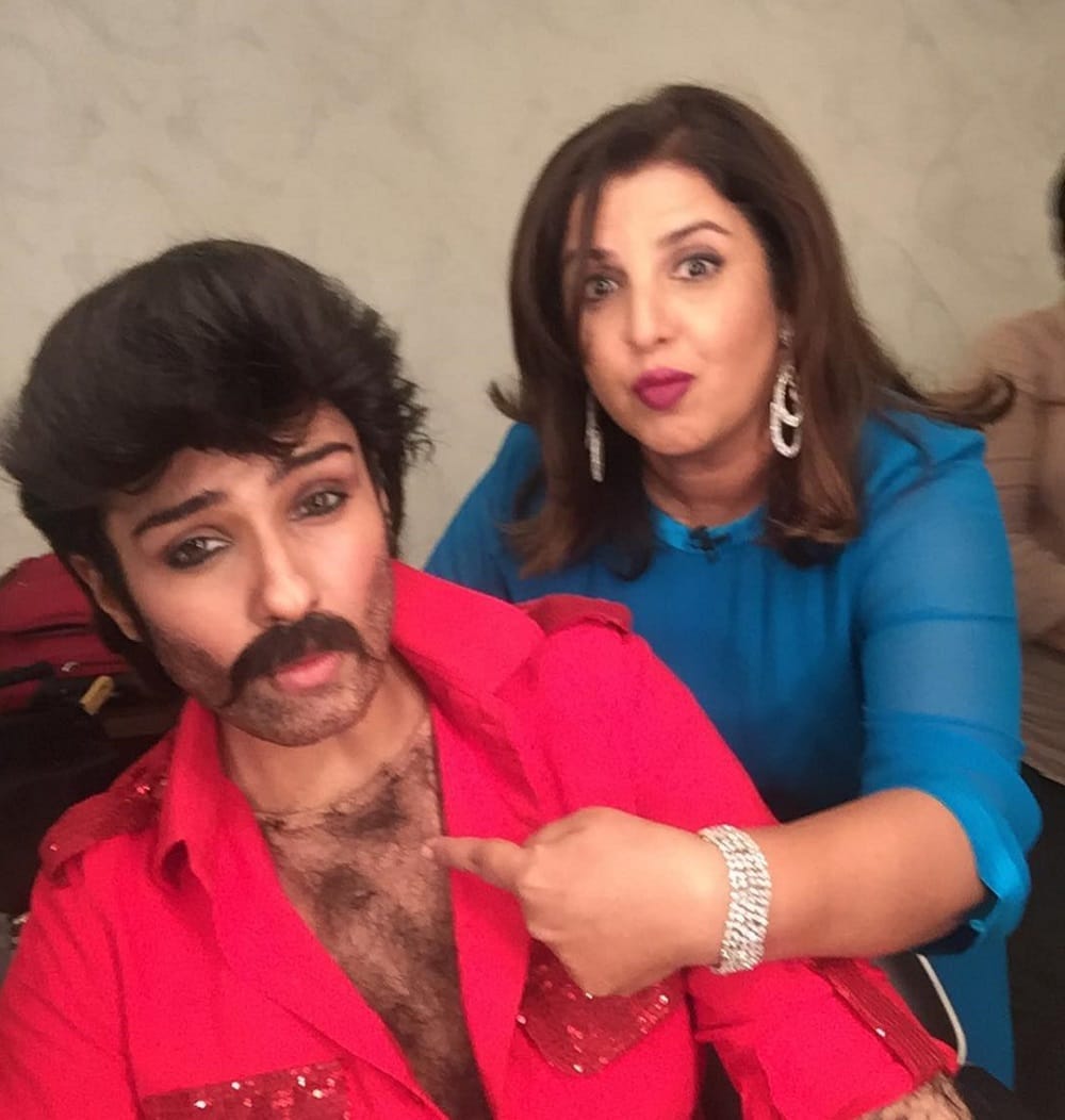 farha khan posts raveena tndon as anil kapoor photo from the set of lip sing battle 