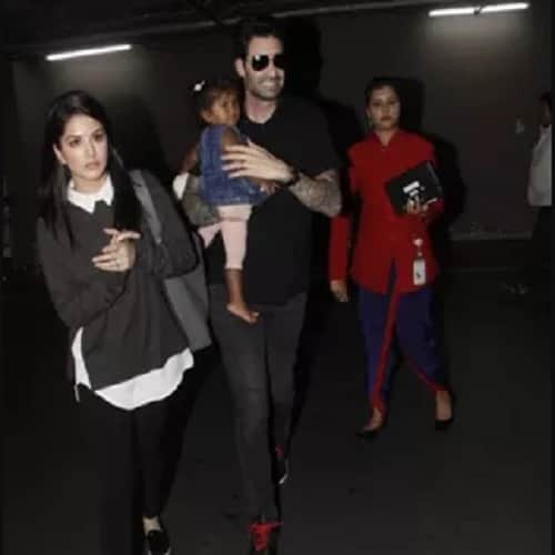 Sunny Leone and her husband get clicked with their little princess Nisha