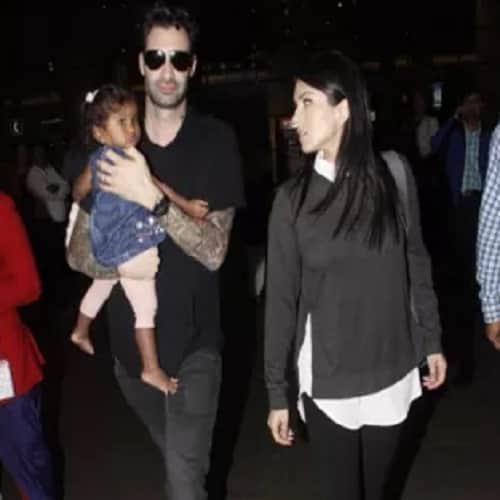 Sunny Leone and her husband get clicked with their little princess Nisha