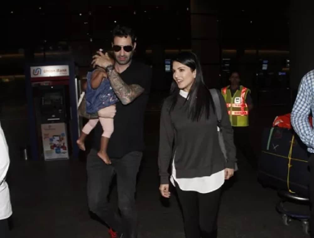 Sunny Leone and her husband get clicked with their little princess Nisha