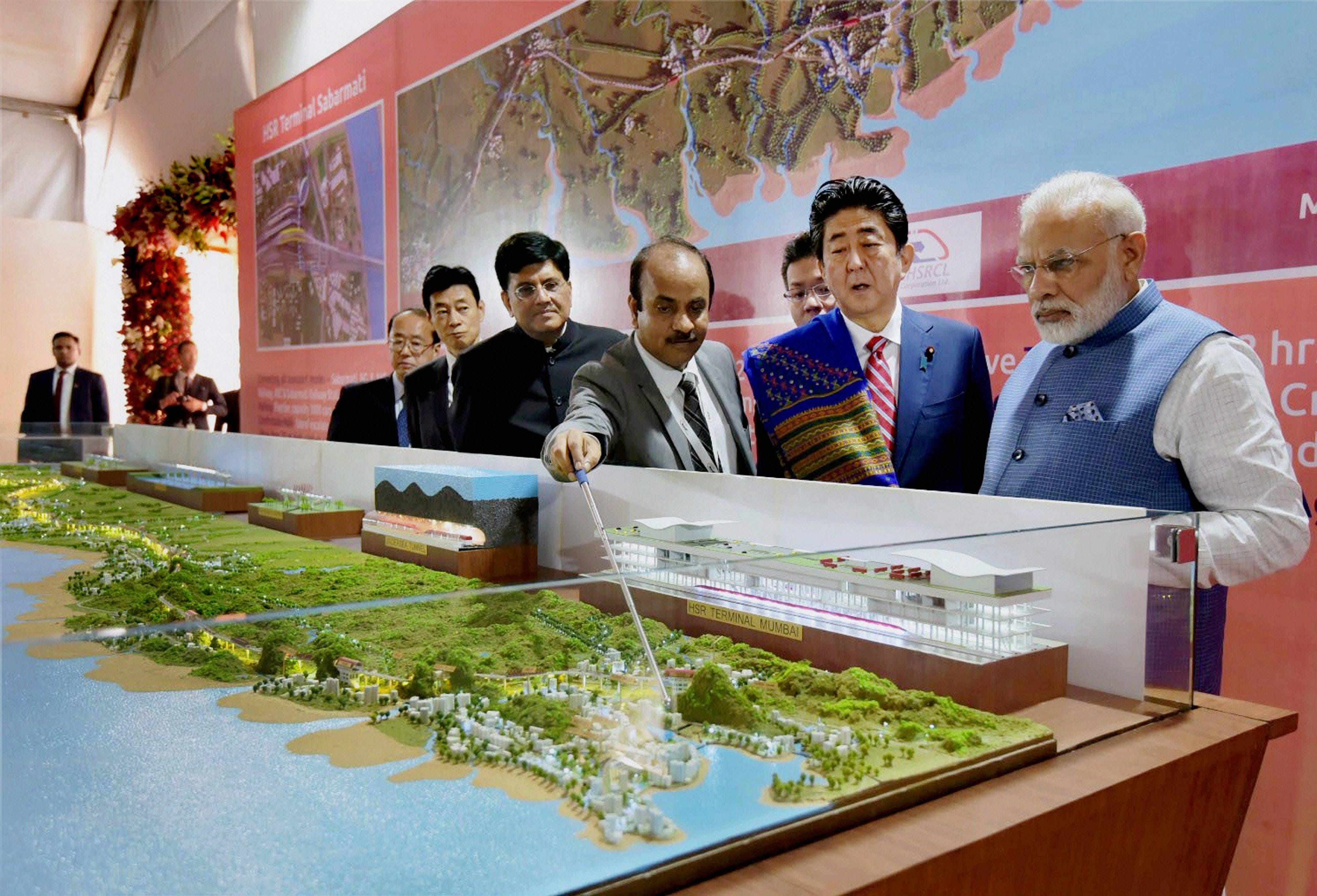 Narendra modi shinzo abe bullet train project launch in gujarat 