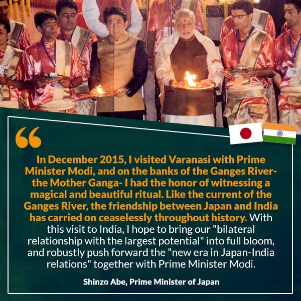 japanese prime minister remember varanasi by this way