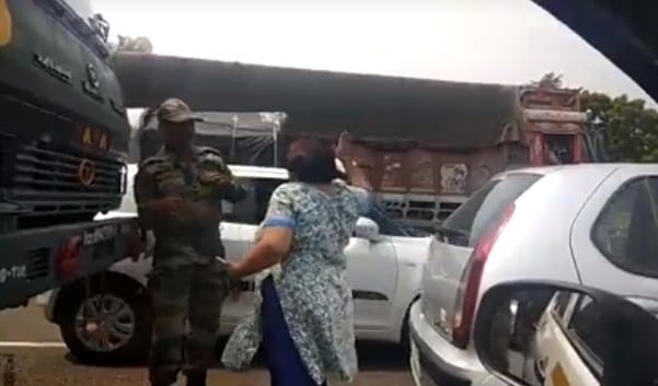 WOMAN slaps army man on delhi road WAS ARRESTED