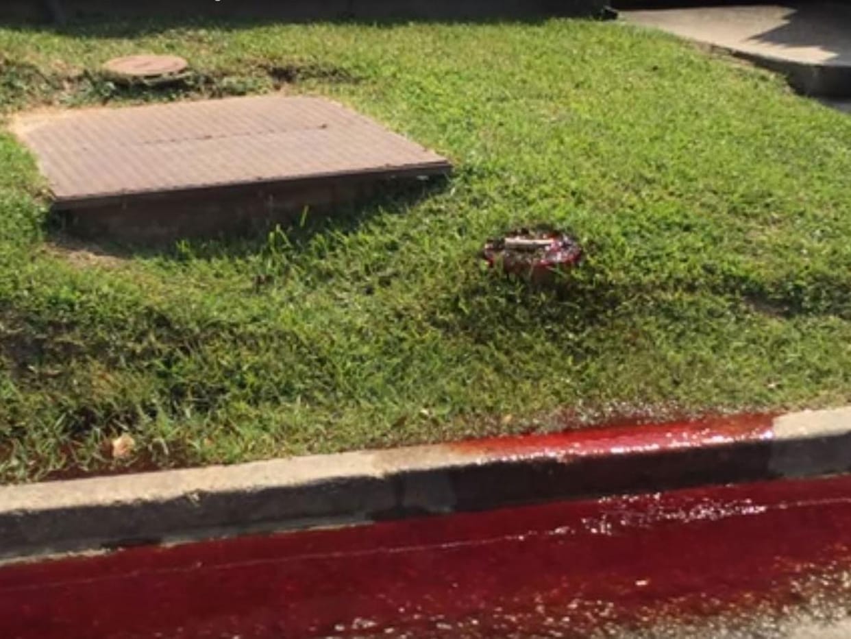 Blood leaked from funeral house at Louisiana in the USA