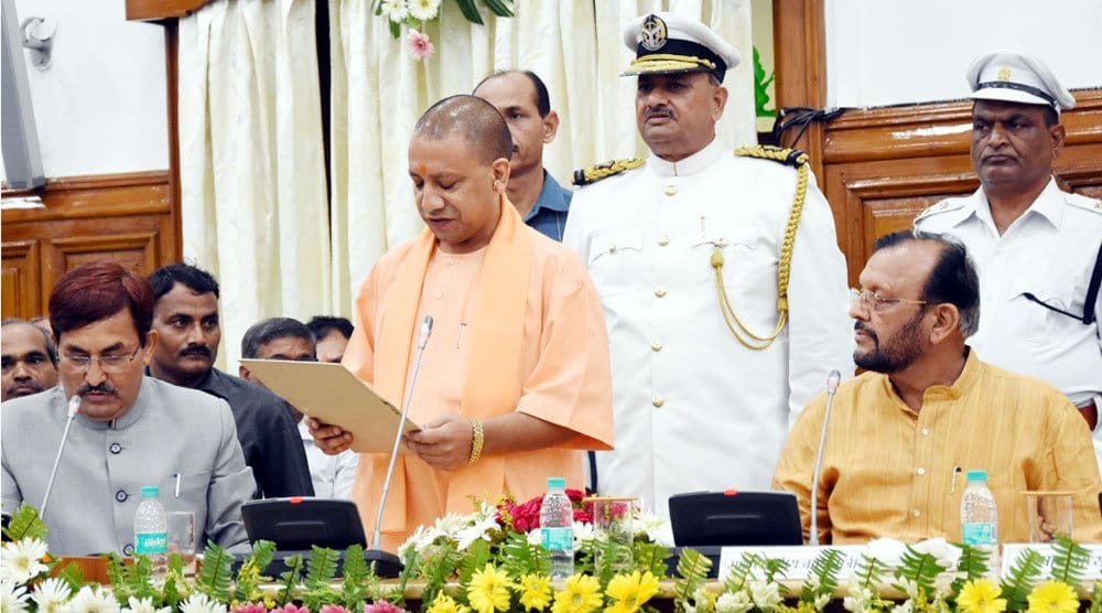 cm yogi, dinesh sharma, keshav maurya take oath for vidhan parishad