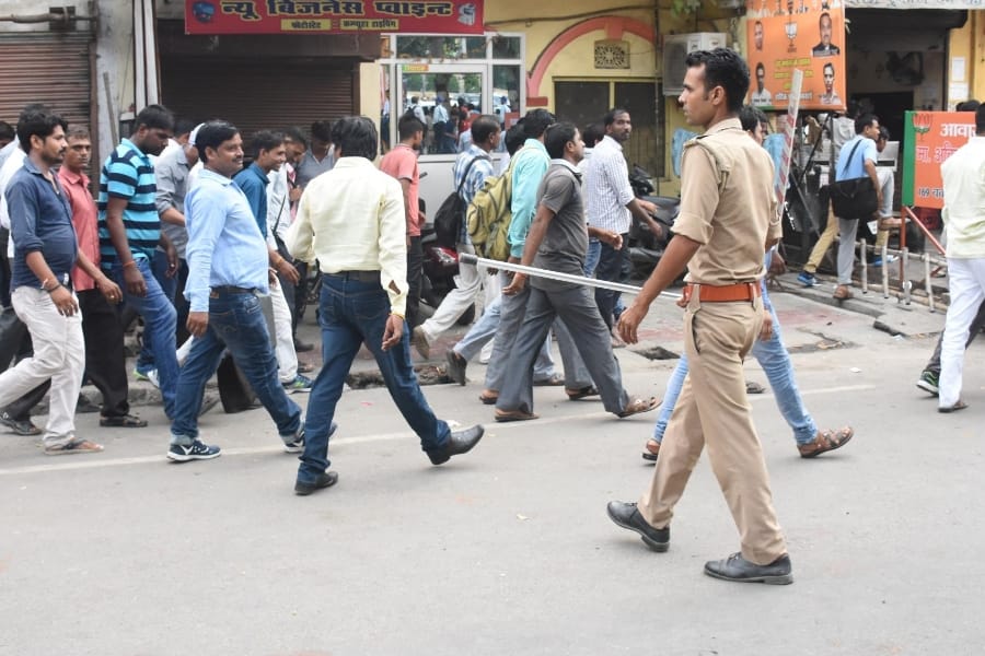 protest of gram rojgar sevak.