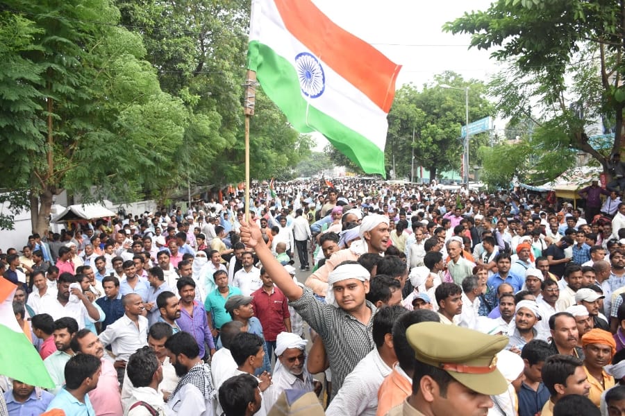 protest of gram rojgar sevak.