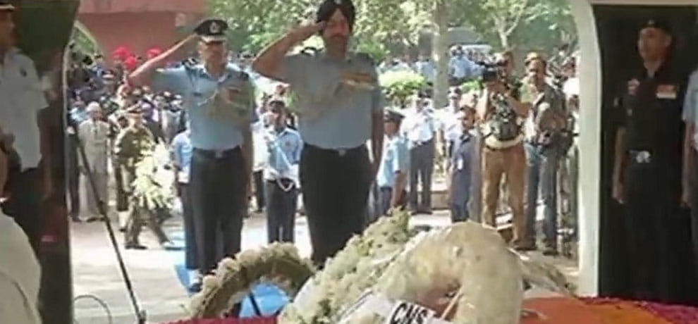 Marshal of Indian Air Force Arjan Singh state funeral today says home ministry
