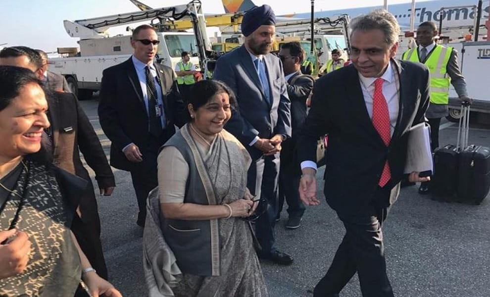 Sushma reached New York to attend UN General Assembly