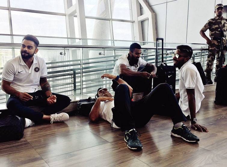 team India looked relaxed in Chennai Airport wile departure to kolkata for second ODI  