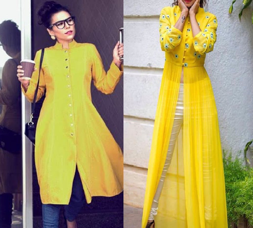 try this color indo western dress on the first day of Navratri 2017 Pooja