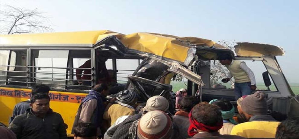 One student killed, 6 injured in collision between school bus and courier Van 