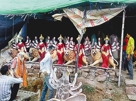 Decorated pandal, will give you Jai Mata from today