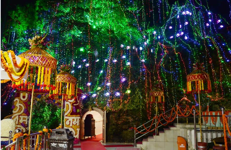 See pictures in the Navaratri of Mata Vaishno Devi's temple katra