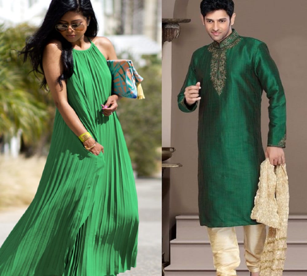 try these green color outfits on the second day of Navratri 