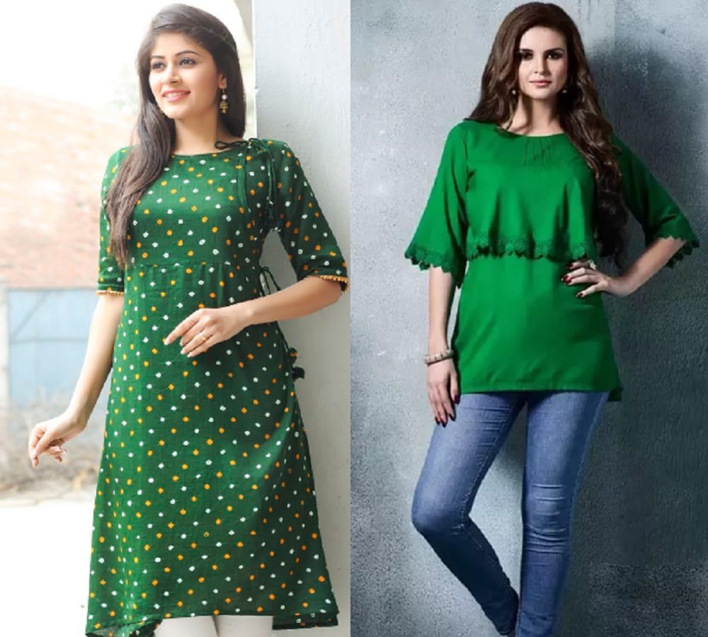 try these green color outfits on the second day of Navratri 