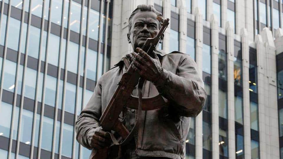 Russia: A Statue of Mikhail Kalashnikov inventor of most lethal weapon AK-47, see photos